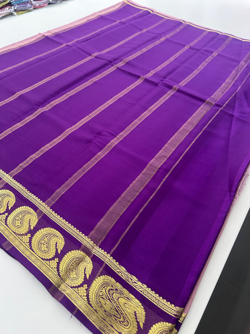 80 GSM Pure Mysore Crape Silk Saree- Silk Mark Certified 🦋-JU29
