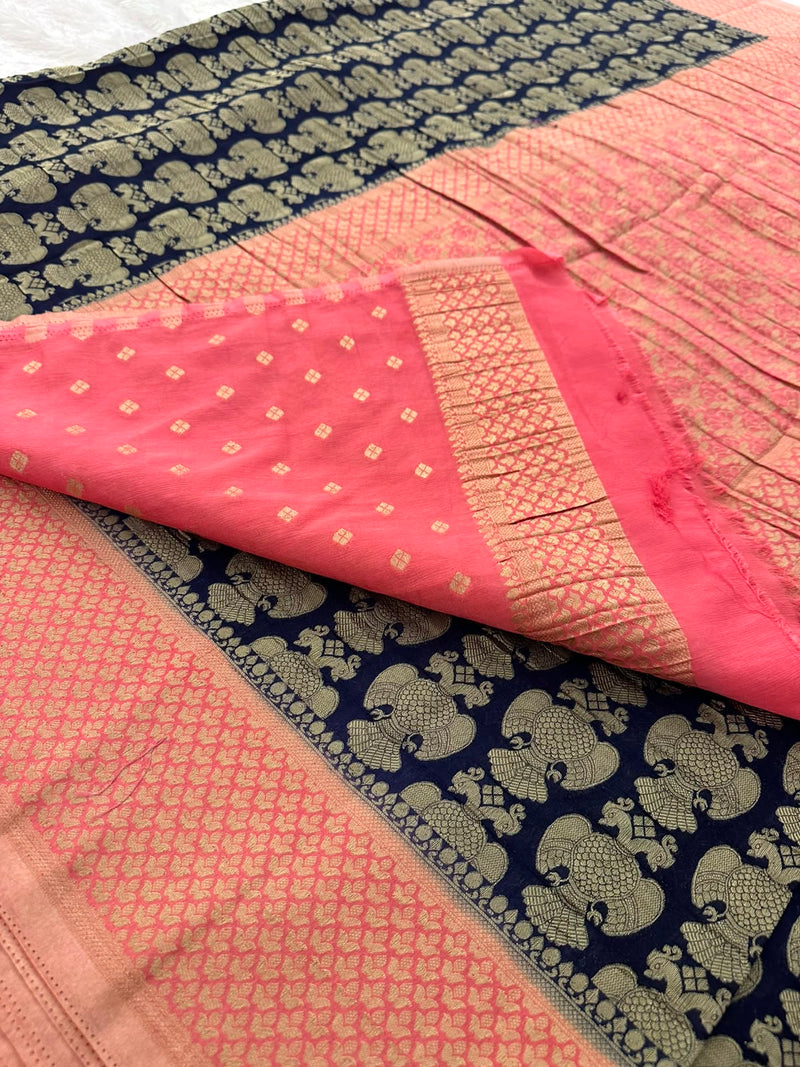Beautiful Soft Georgette Sarees In Full Garuda Buttas-Ju21