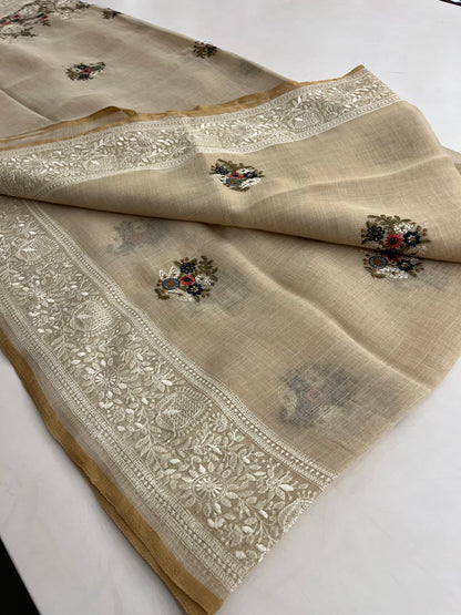 Linen cotton Fancy saree