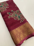 Crush Crape Chiffon Printed Sarees With self Butti Printed Blouse Piece🌹- J29