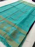 Vintage Semi Crepe Silk Saree with contrast butti blouse and mango border-Au15