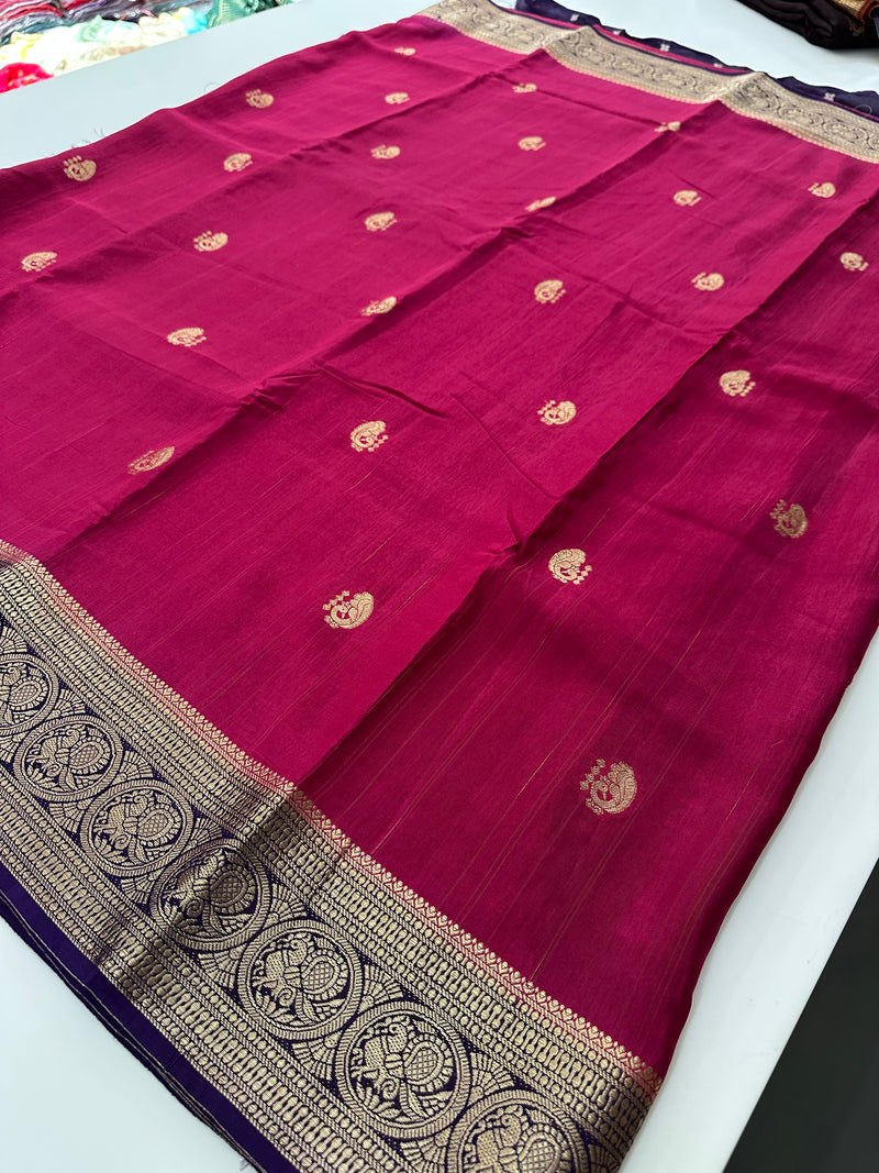 Tussar Fancy Saree in New Contrast Borders🌹- AU-17