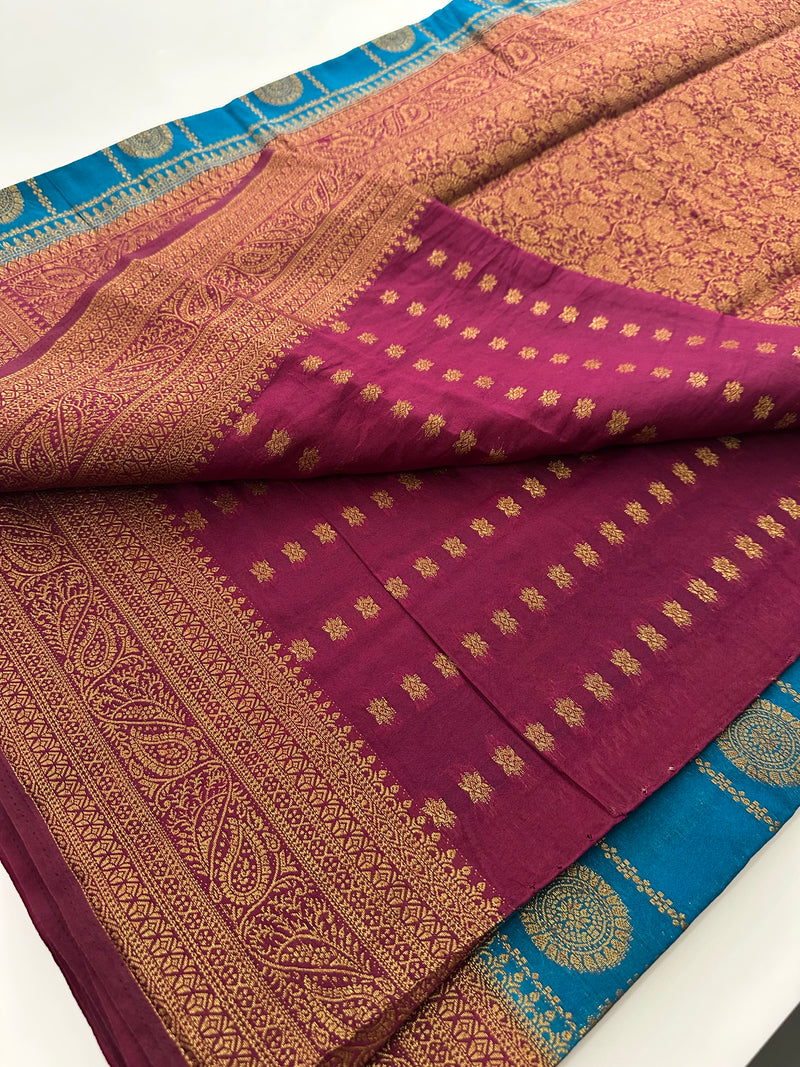 New collection in South Cotton Silk sarees for Varmahalaxmi with contrast matching blouse piece🌹-AU3