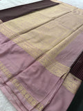 Crepe Silk Sarees in Gold weaving and Big Bentex Border,, comes in checkered pattern and contrast blouse piece 🌹