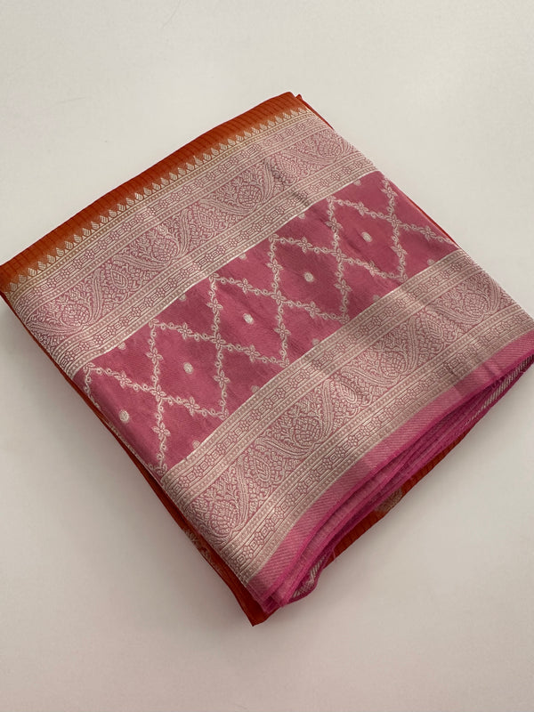 Traditional South Indian Style Crafred Pure Viscose Saree Distinguished by intricate weaving🌹 -JU15