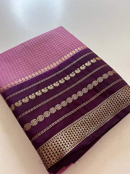 Crape Banarasi Checks Contrast