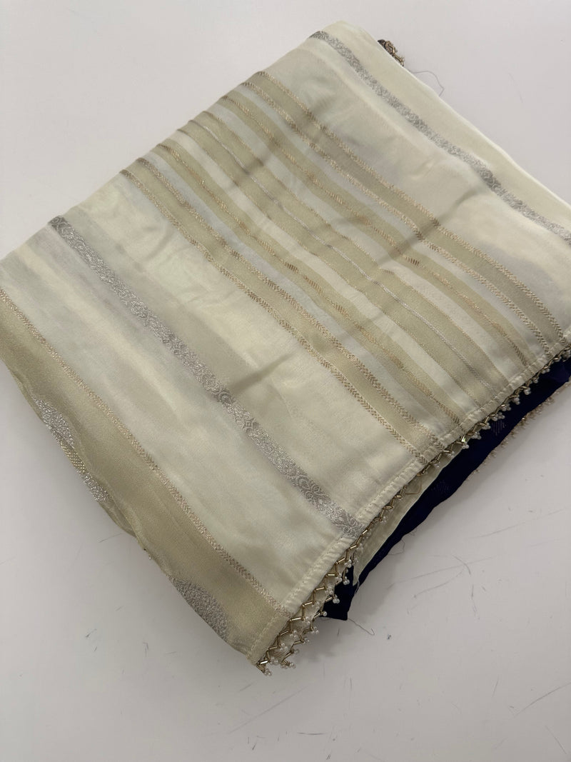 Cut Dana Work Border Chinnon Saree -AU6