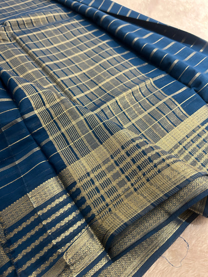 Striped All Self Semi Mysore Silk