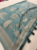 Pure Banarsi Crepe Silk Saree,, silver and gold weaving all over 🌹-AU15