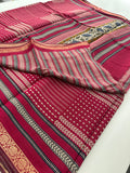 Soft Lightweight Printed Cotton Saree - Maroon Abstract Print - AU27