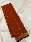 Pure Mix Silk Saree - Rust Orange x Purple - JU23