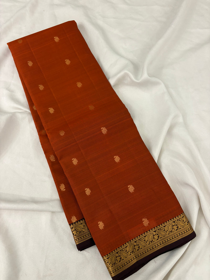 Pure Mix Silk Saree - Rust Orange x Purple - JU23