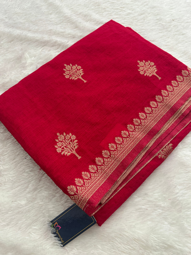 Linen Fancy Sarees,, Comes with small border and self blouse piece 🌹AU18