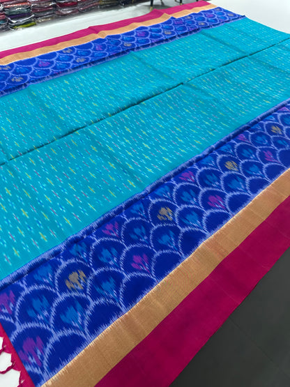 Ikkat Pochampalli Pure Soft Silk Saree -J11