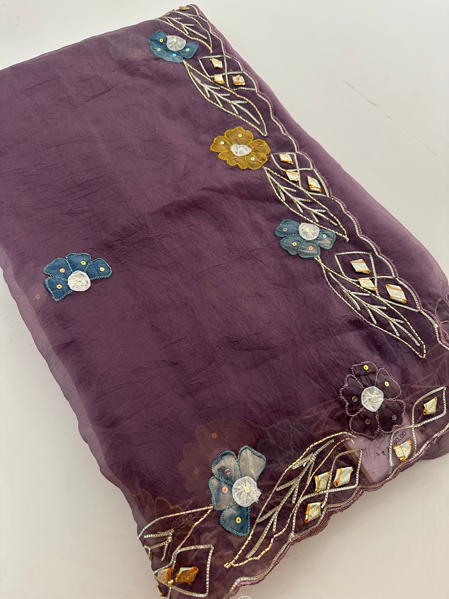 Organza Appliqué Work saree -M27