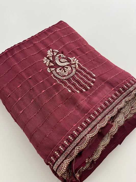 Tussar fancy embroidery buttas