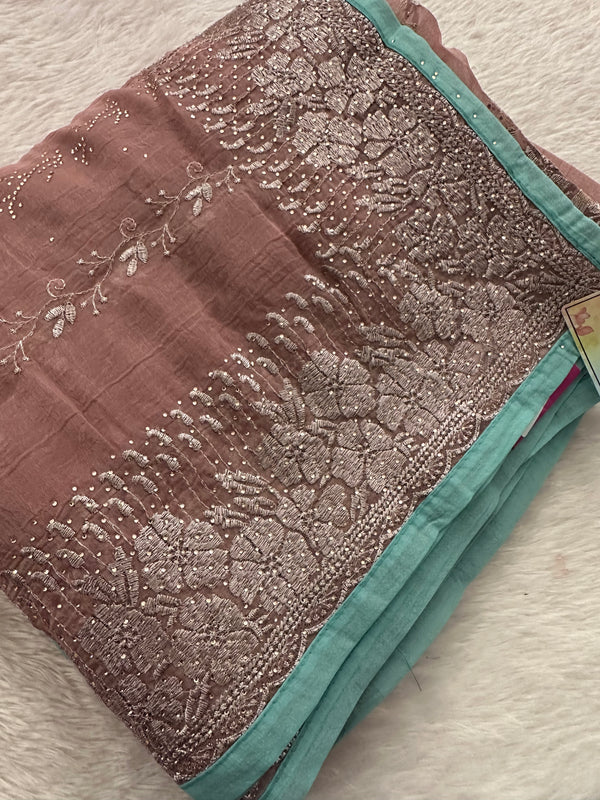 Work Organza Saree-JU12
