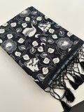 Black and White Tussar Printed Saree- JU28