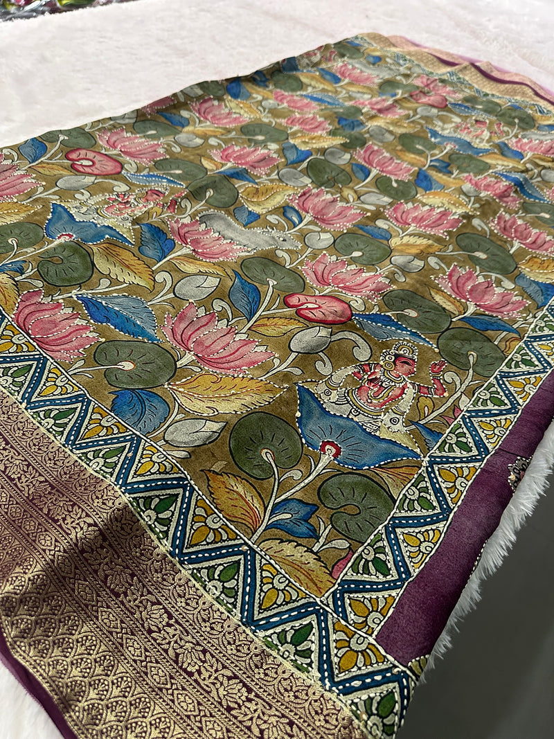 Katha Work Pure Chanderi Mul Saree🔥❣️-JU11