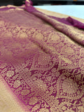 Floral Crepe Silk Saree - Beige & Wine (CR21)