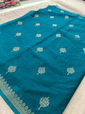 Sapphire Blue Linen Heritage Designer Saree with Butta - AU18
