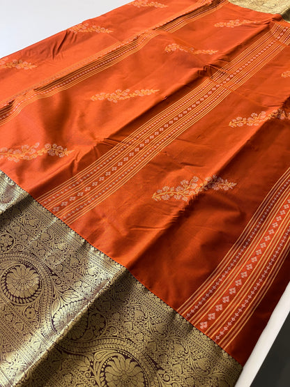 Rust orange x deep wine semi Pattu saree