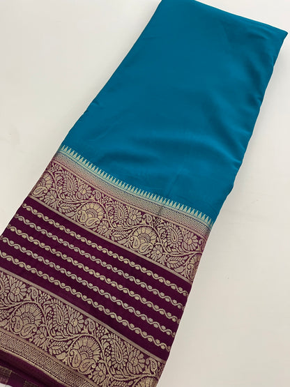 310 semi crape silk kaddi pallu