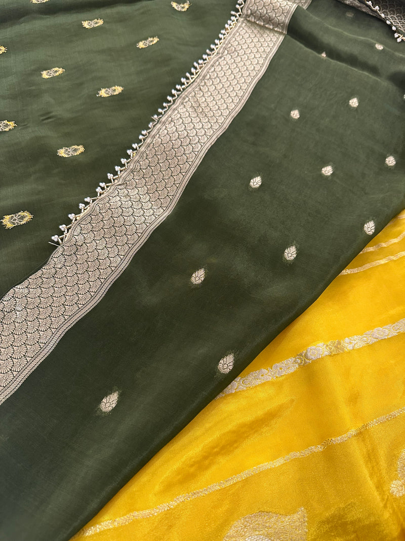Cut Dana Work Border Chinnon Saree -AU6