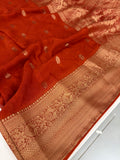 Laser Chiffon Saree Rust Orange Shade- JU17