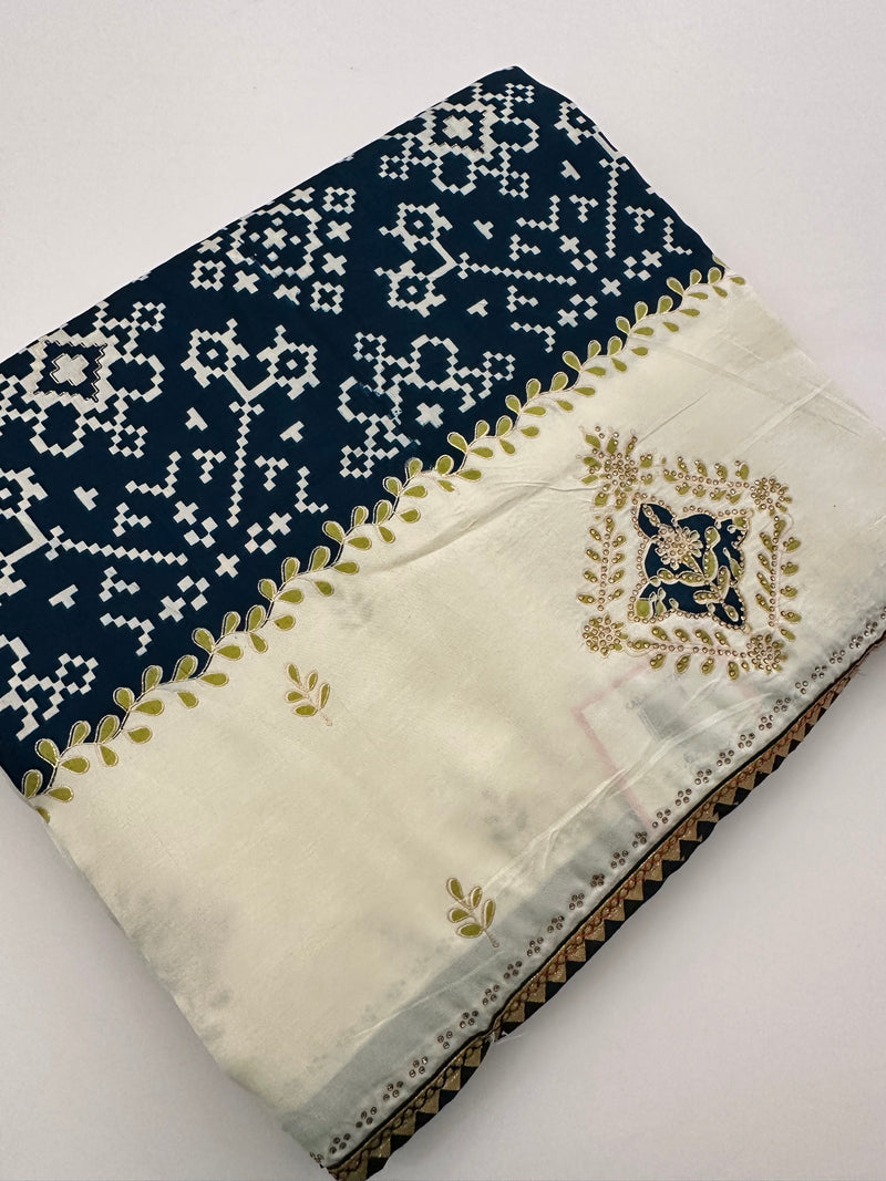 Patola Stone Work Fancy Saree-J30