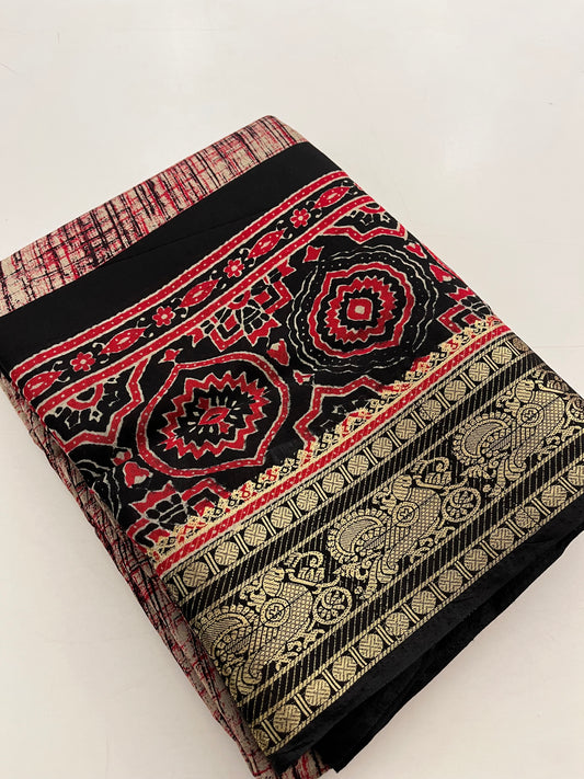 Bagru print fancy saree