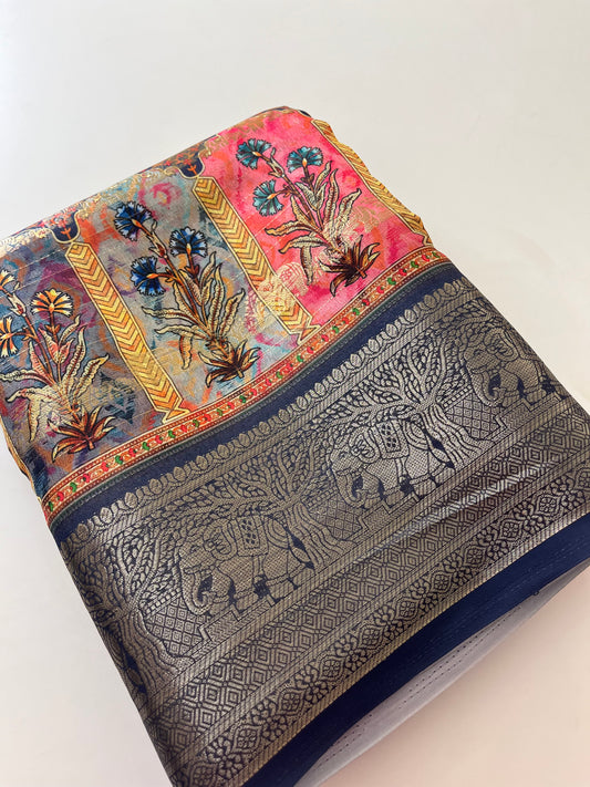Printed Tussar silk