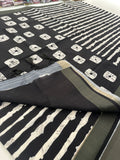 Black and White Tussar Printed Saree- JU28