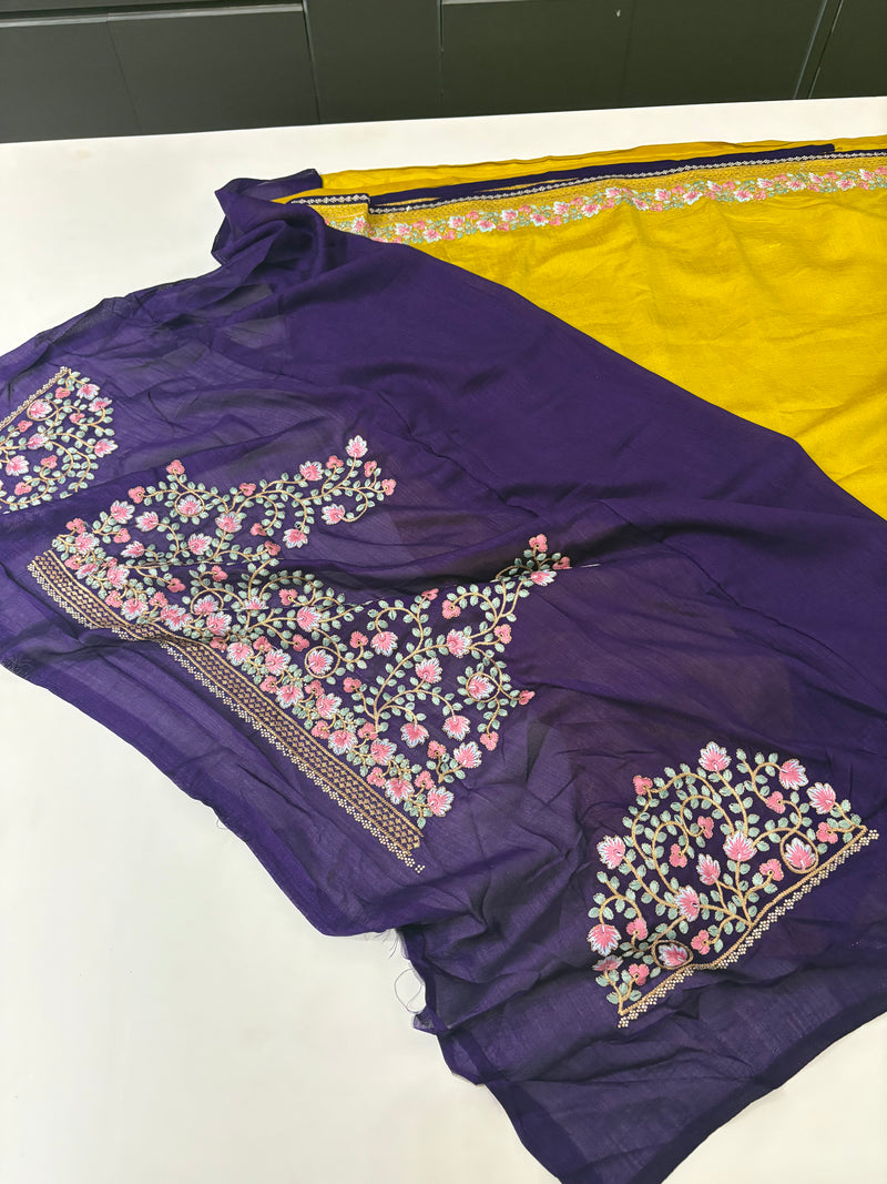 🌹Light Weight Soft Premium Georgette Chiffon Sarees With Contrast Work Blouse Looks Beautiful When Draped🌹 -JU18