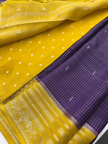 Banarasi viscose crape purple micro checks butties