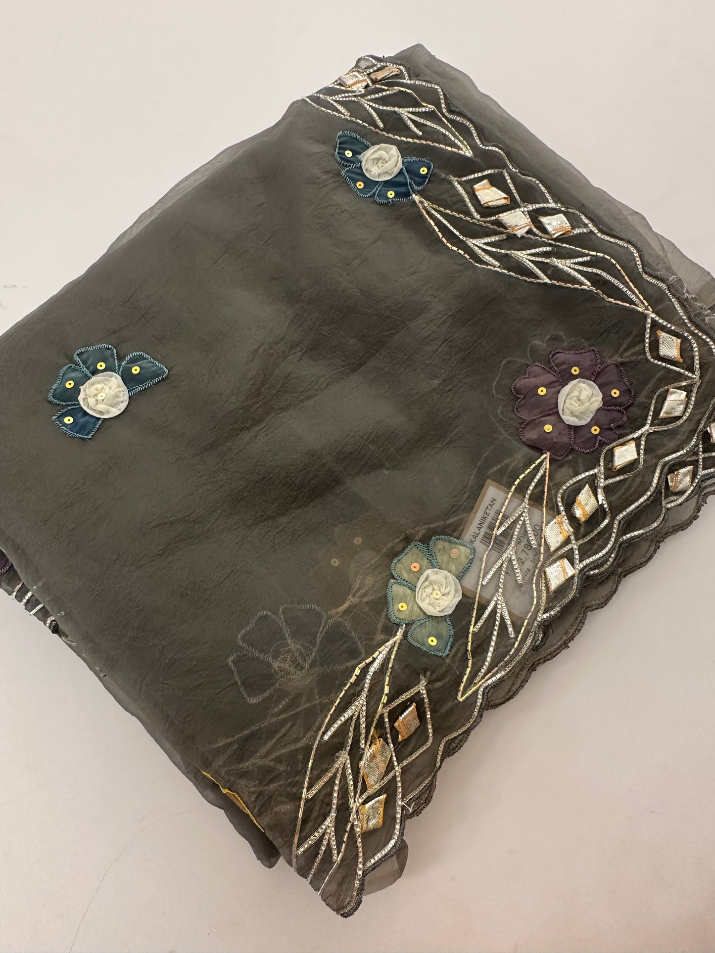 Organza Appliqué Work saree -M27