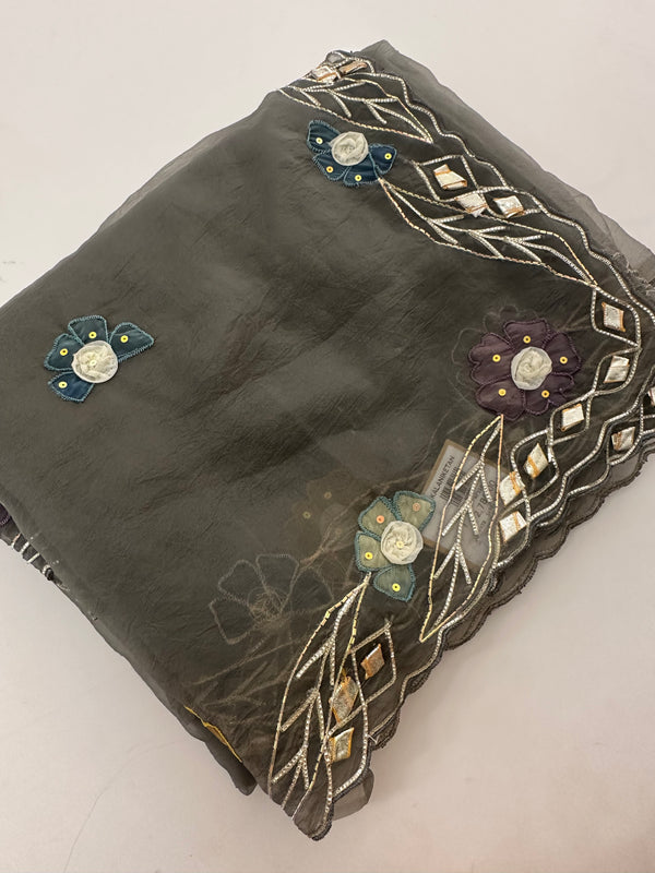 Organza Appliqué Work saree -M27