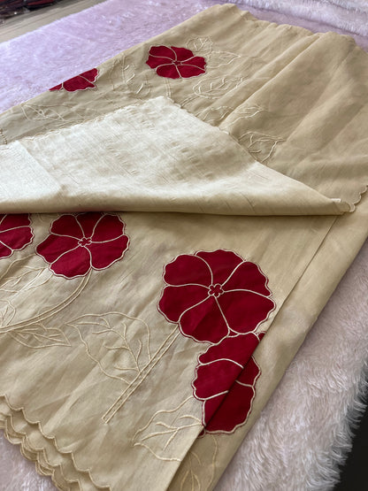 Pure Tussar Silk Appliqué