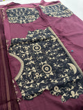 Purple X Lavender Kota Cotton Saree – Striped Pattern AU24