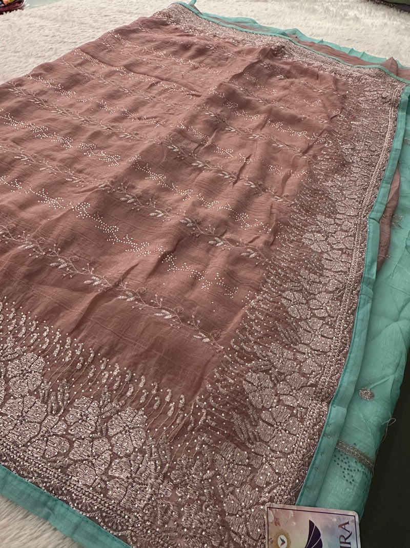 Work Organza Saree-JU12