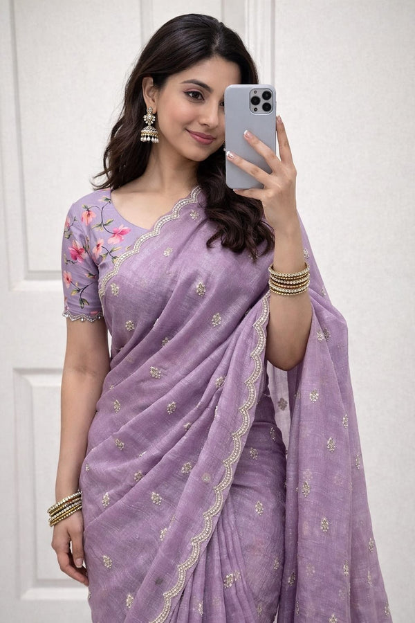 Georgette crush with embroidery work butti comes with embroidery work arka border J18