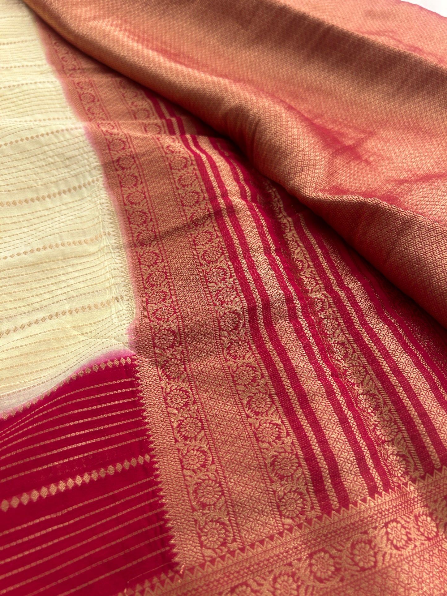 Striped Contrast Semi Mysore Silk