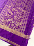 PURPLE STRIPE SEMI CREPE SILK SAREE-J17