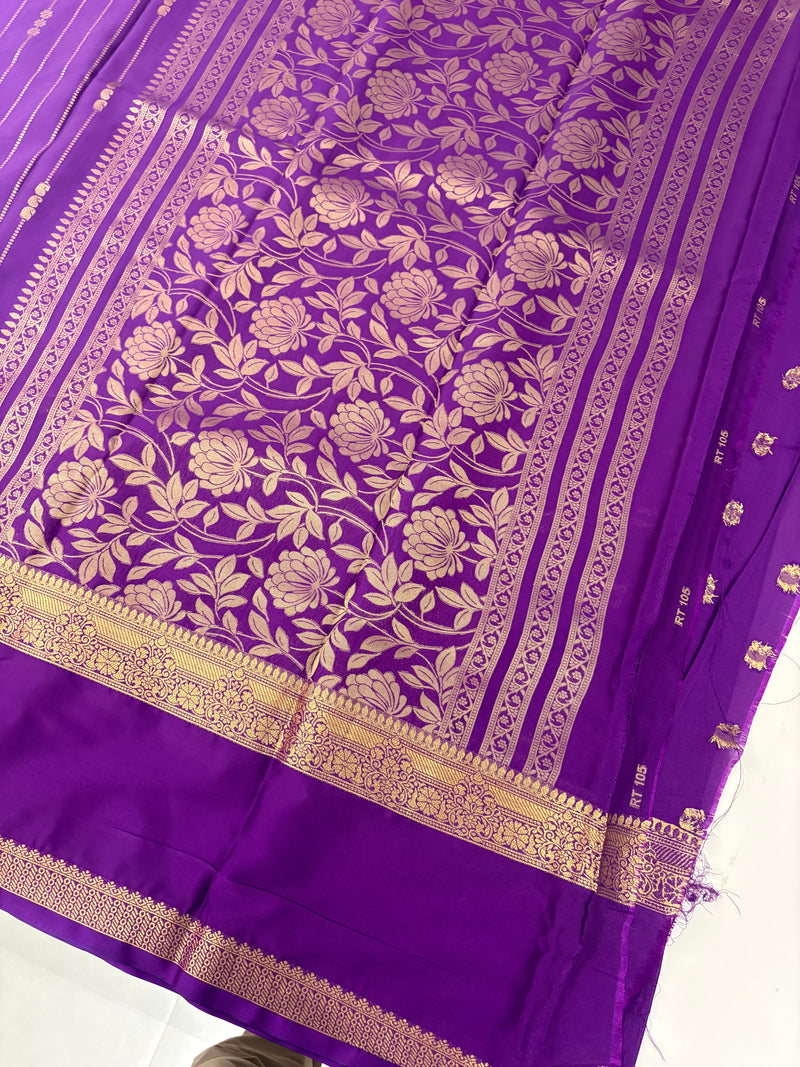 PURPLE STRIPE SEMI CREPE SILK SAREE-J17