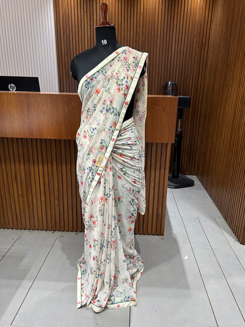 Premium daily wear printed chiffon sarees 🌹 JU26