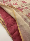 Appliqué work linen sarees🌹 -AU5