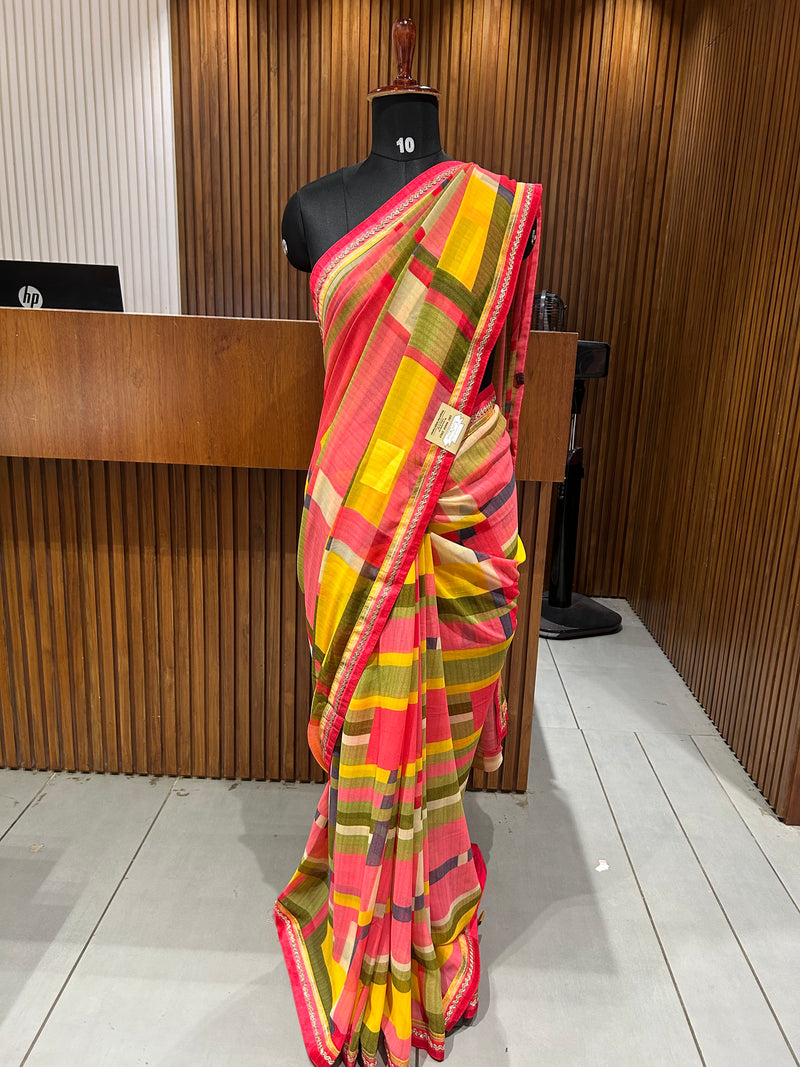 Premium daily wear printed chiffon sarees 🌹 JU26