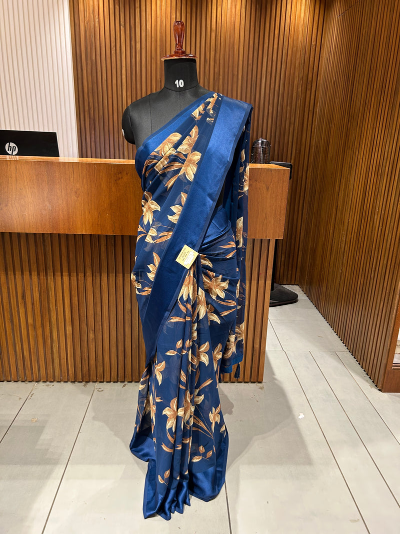 Premium daily wear printed chiffon sarees 🌹 JU26