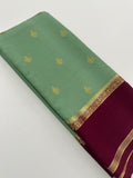 Pista Green x Maroon 120 GSM Mysore Crepe Silk Saree - AU8