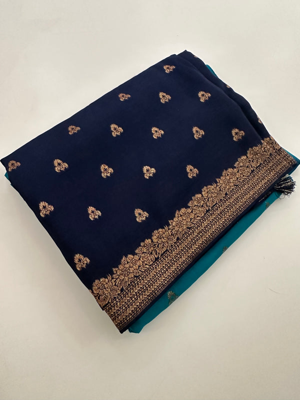 DOUBLE SHADED SEMI MYSORE SILK SAREES-AU3